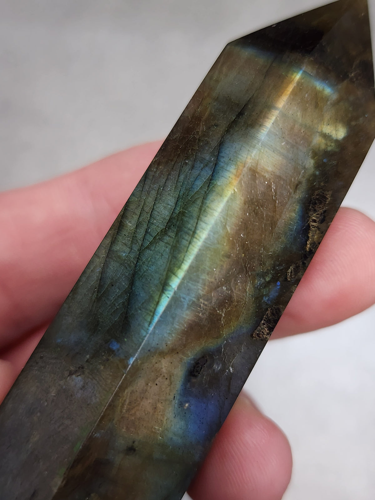 Labradorite Tower/Point with Multi Color Flash- 3.5" inches