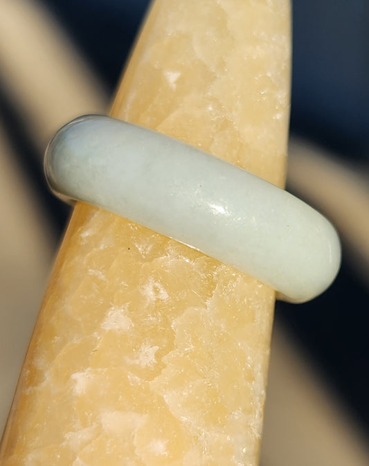 Burmese Jade Band Ring – 6.5mm Wide – Size 7.5