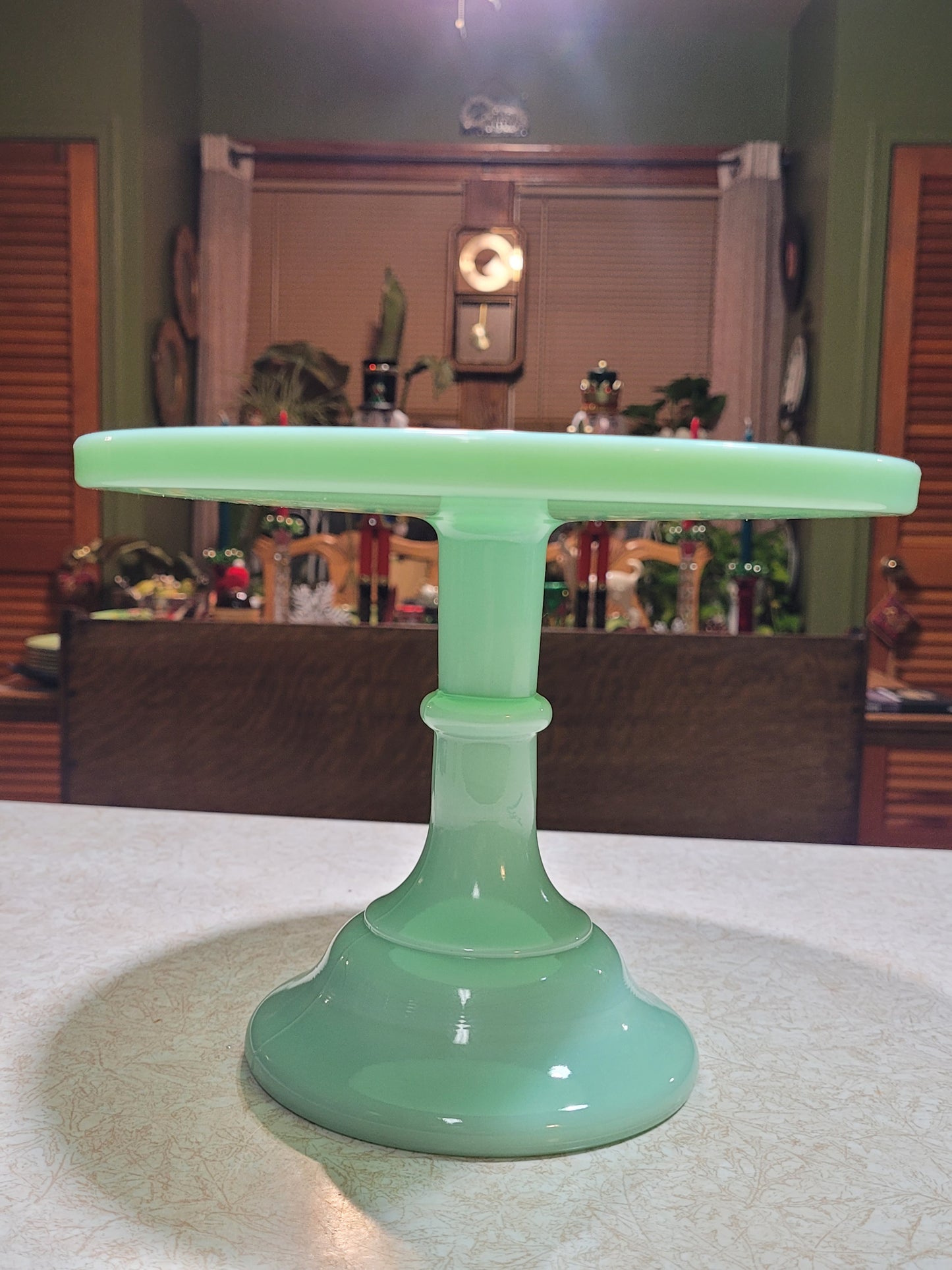 Mosser Glass Jadeite Green Cake Stand