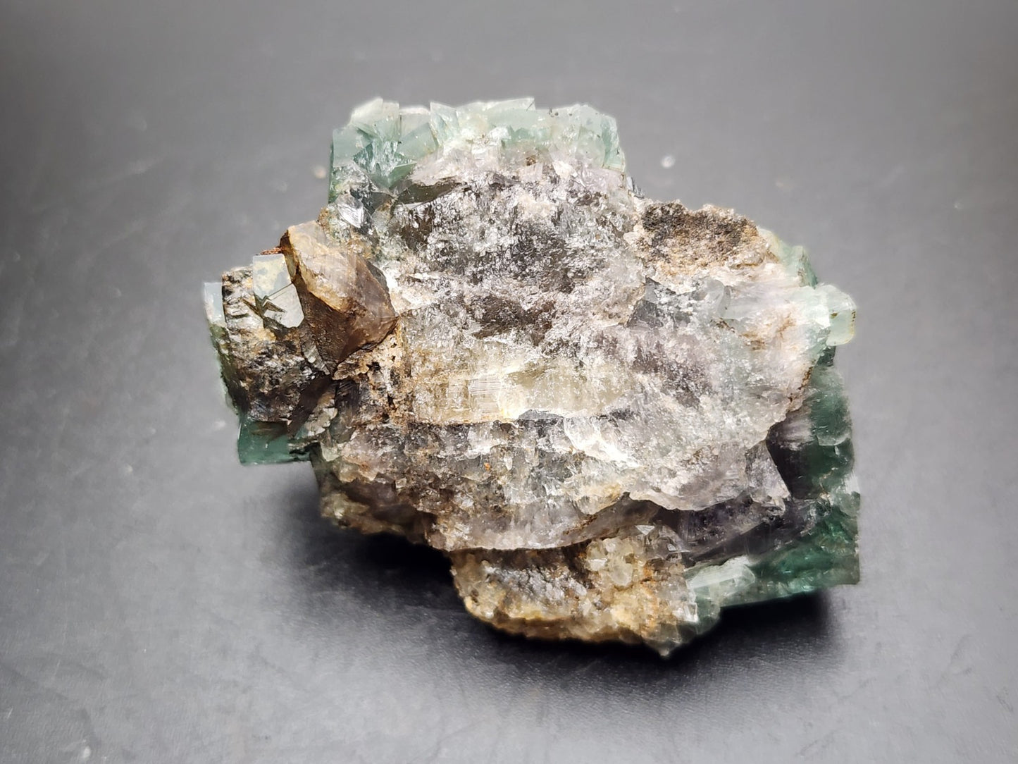 FLUORITE- Rainbow's End Pocket, Lady Annabella Mine, Weardale, UK- Cabinet