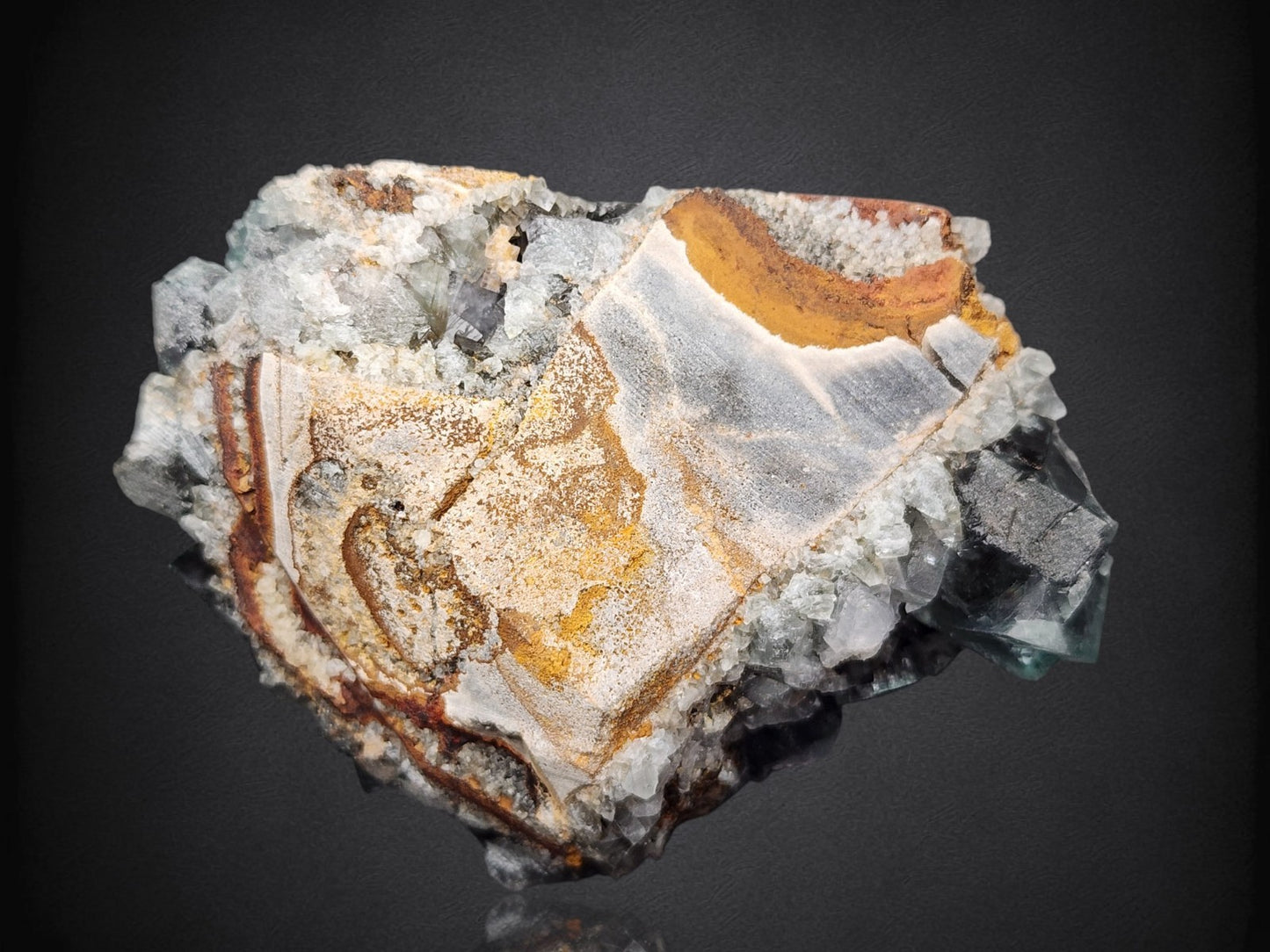 FLUORITE- Rainbow's End Pocket, Lady Annabella Mine, Weardale, England- Cabinet