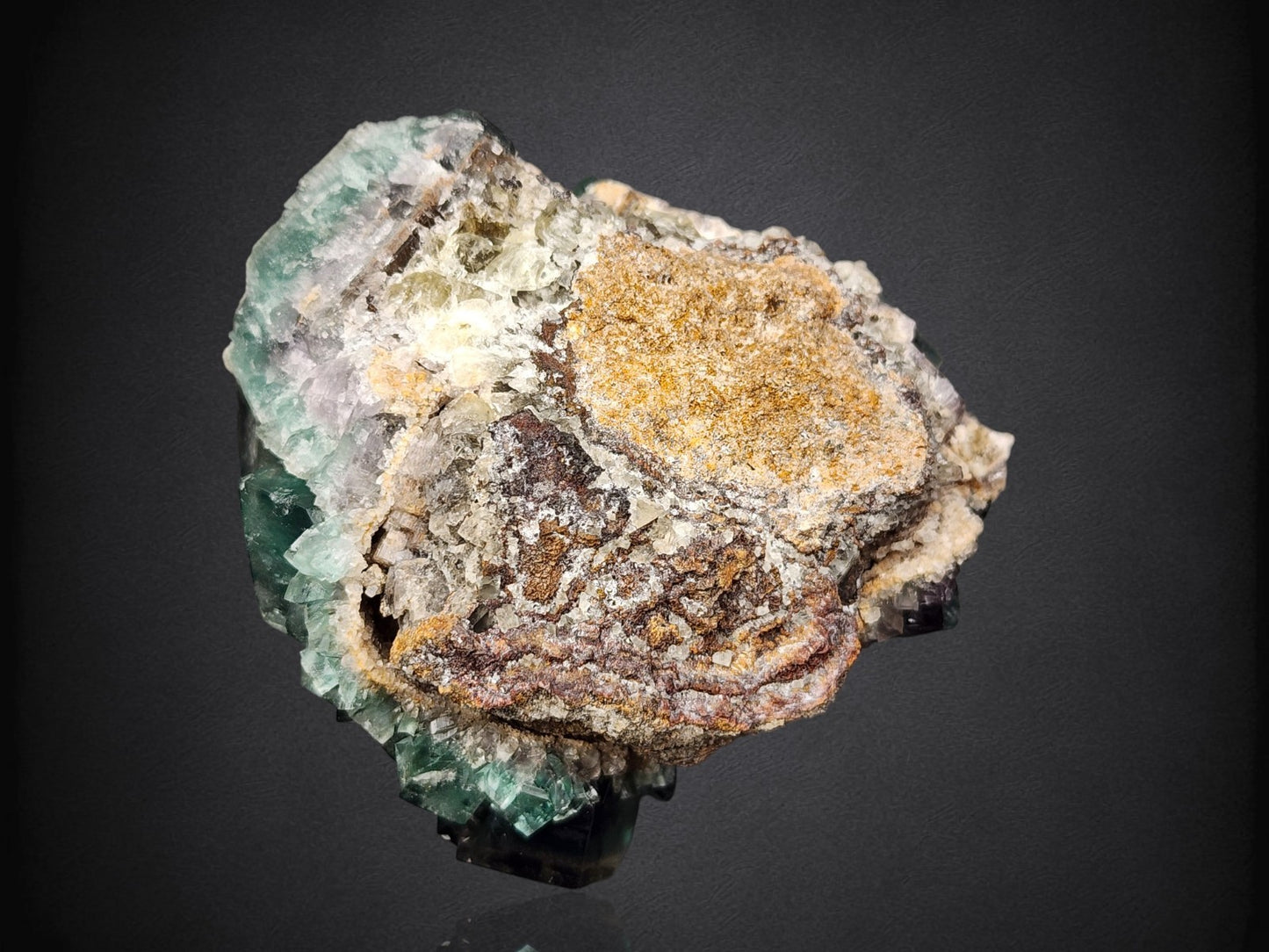 FLUORITE- Rainbow's End Pocket, Lady Annabella Mine, Weardale, England- Cabinet