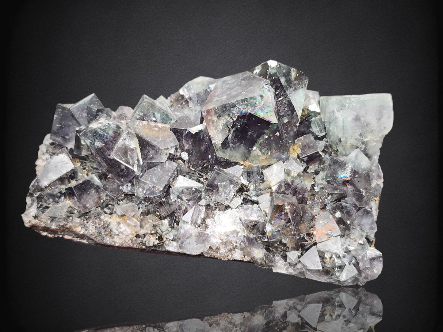 FLUORITE- Rainbow's End Pocket, Lady Annabella Mine, Weardale, UK- Cabinet
