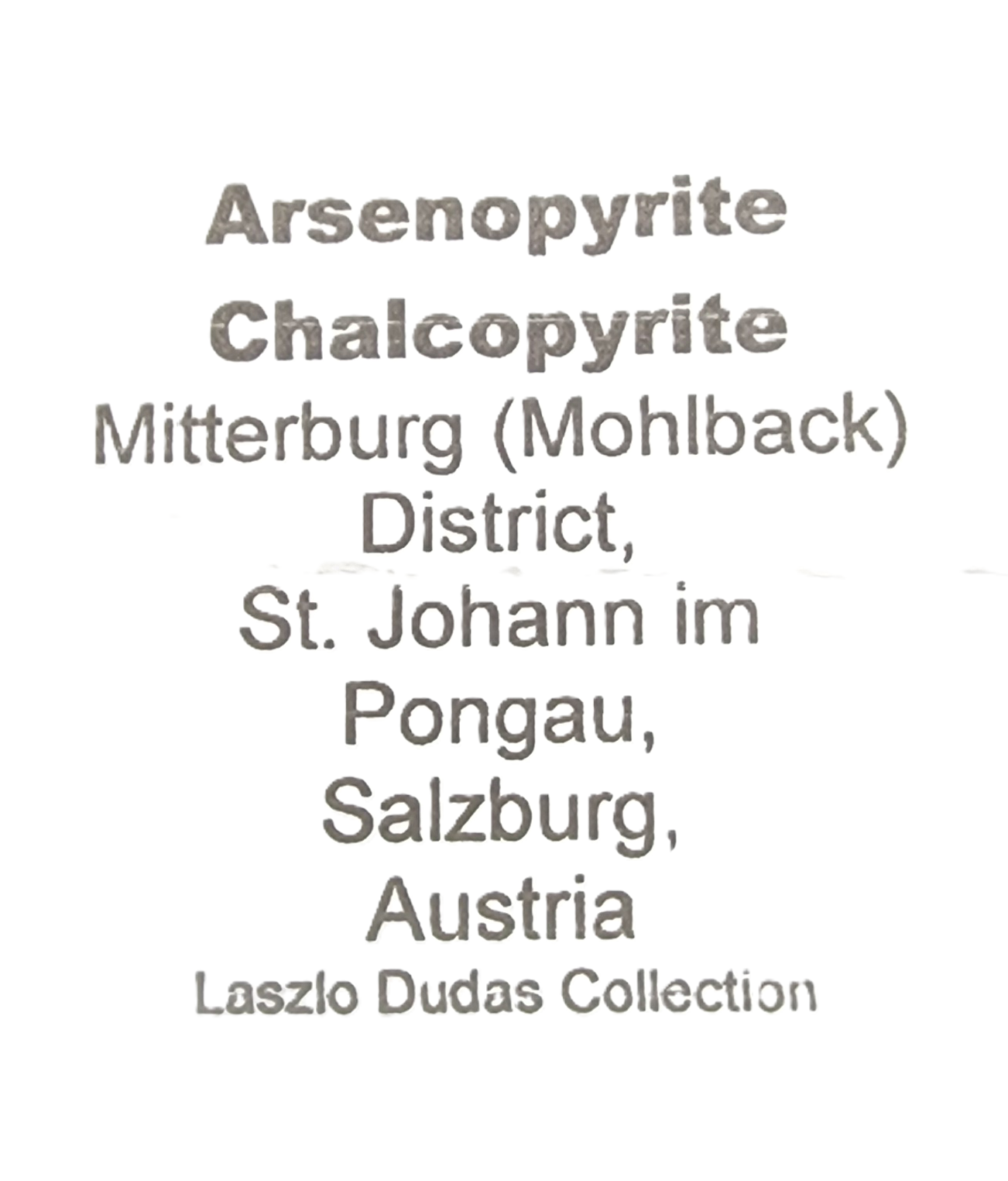 ARSENOPYRITE & CHALCOPYRITE - St. Johann im Pongau District, Salzburg, Austria