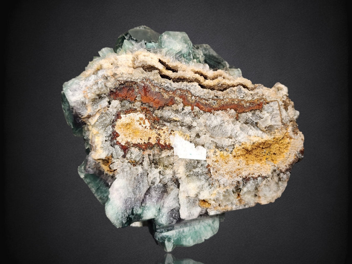 FLUORITE- Rainbow's End Pocket, Lady Annabella Mine, Weardale, England- Cabinet