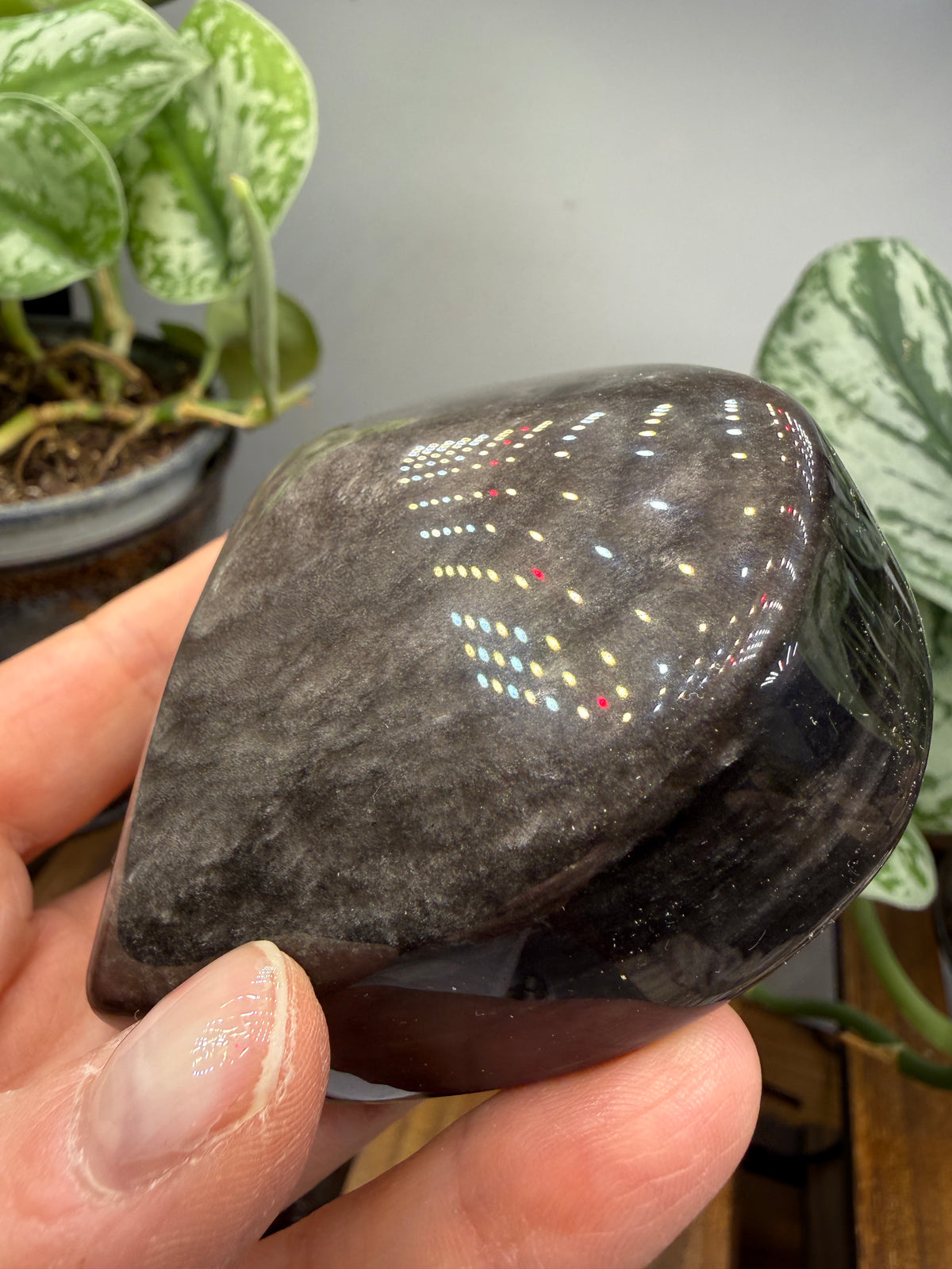 Silver Sheen Obsidian Heart