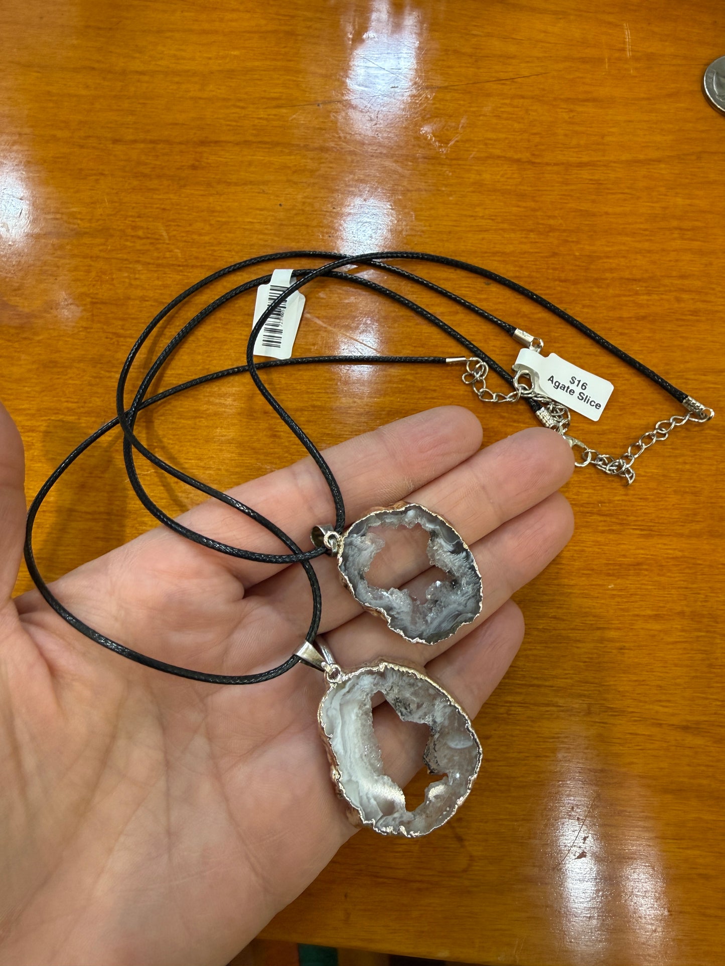 Agate Slice Necklace on 18" inch Cord