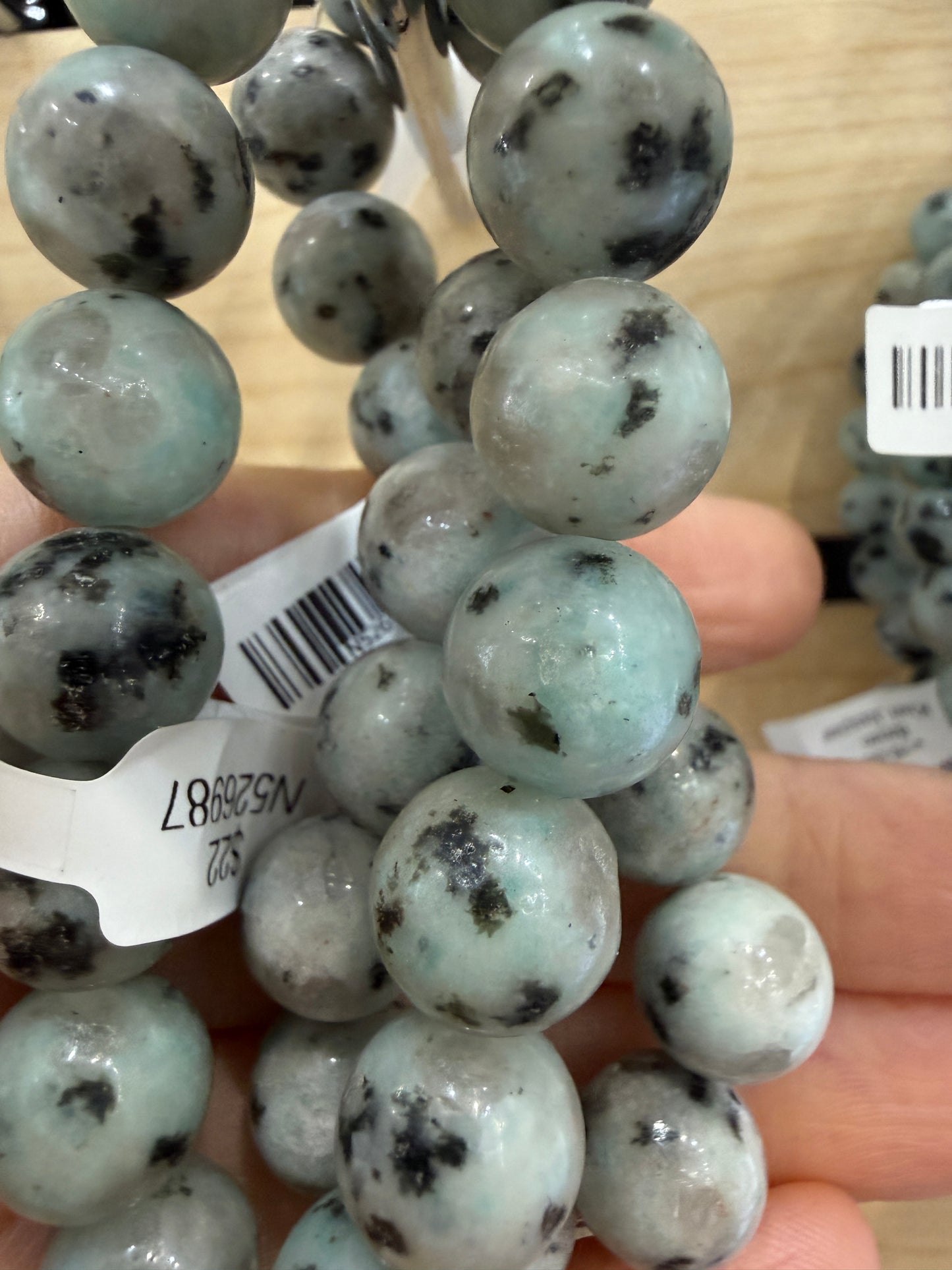Kiwi Jasper Stretch Bracelet- Round Smooth 7.5 inches