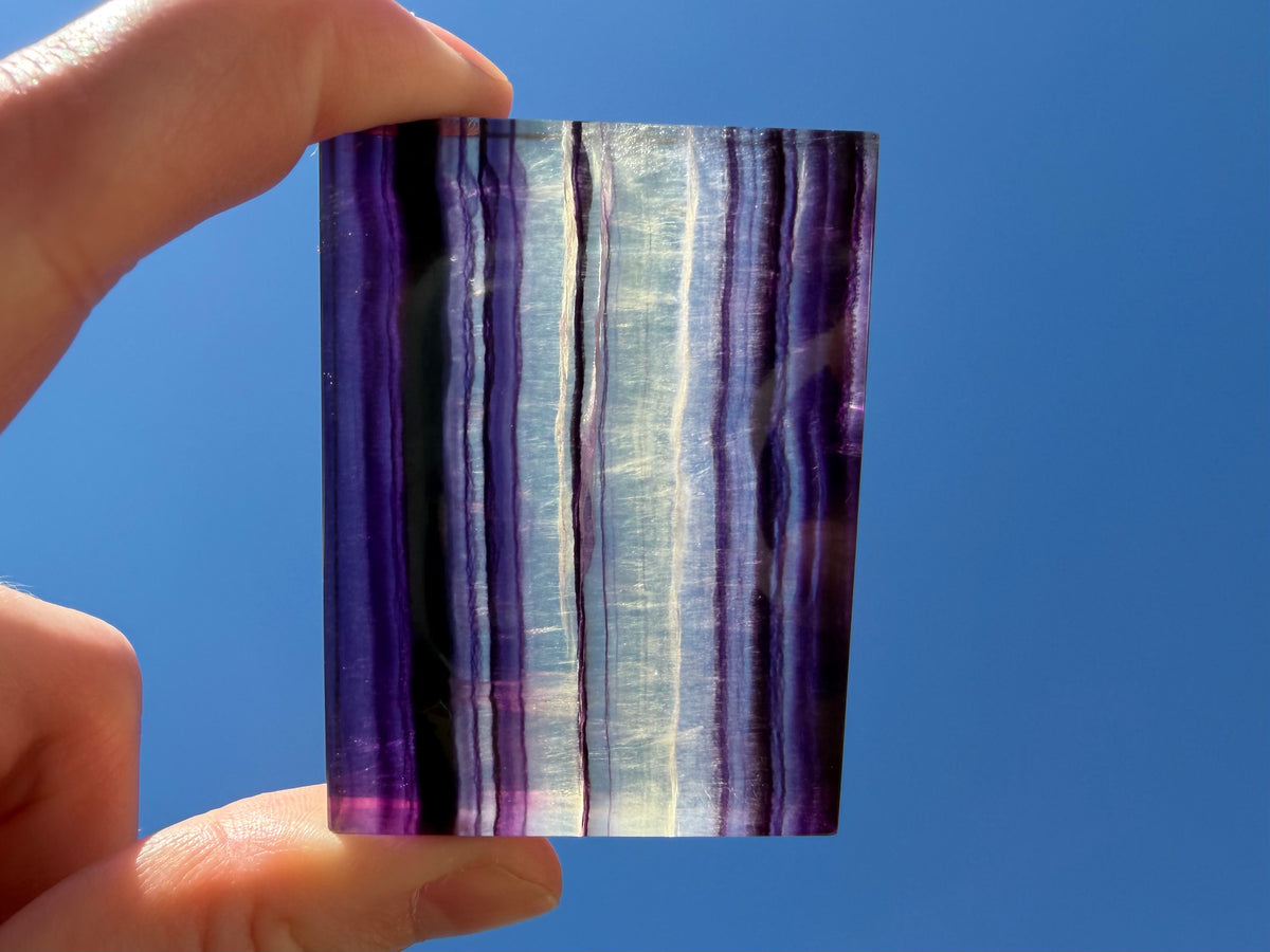 Rainbow Fluorite Flat Cabochon - Rainbow Fluorite Slab - Fluorite Window