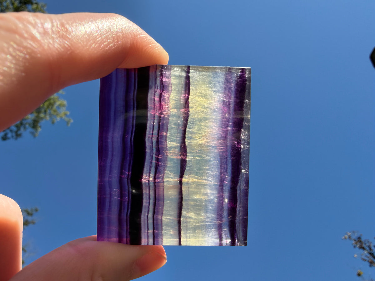 Rainbow Fluorite Flat Cabochon - Rainbow Fluorite Slab - Fluorite Window