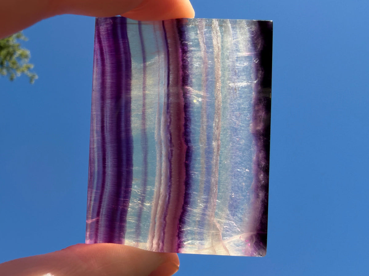 Rainbow Fluorite Flat Cabochon - Rainbow Fluorite Slab - Fluorite Window