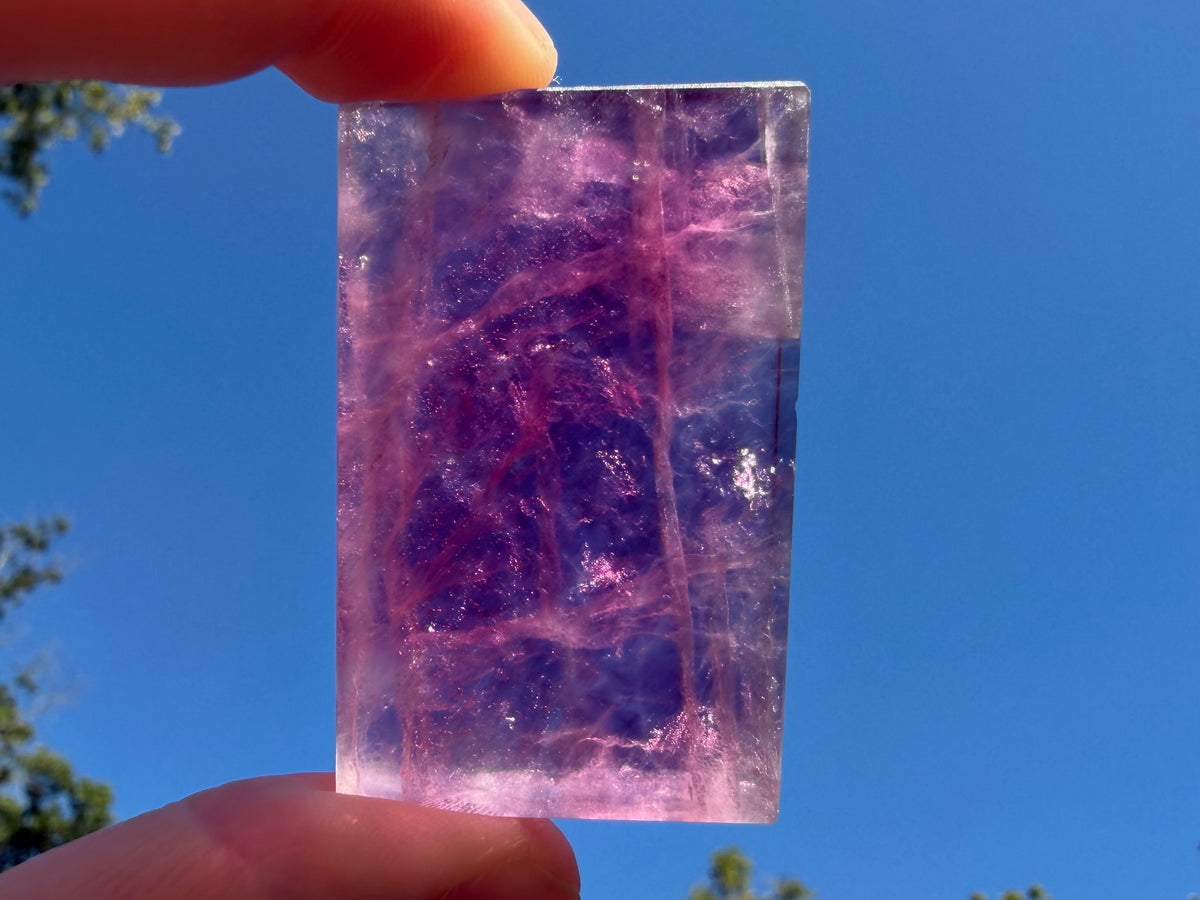 Rainbow Fluorite Flat Cabochon - Rainbow Fluorite Slab - Fluorite Window