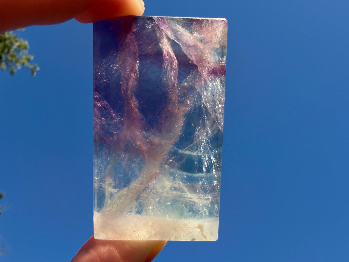 Rainbow Fluorite Flat Cabochon - Rainbow Fluorite Slab - Fluorite Window