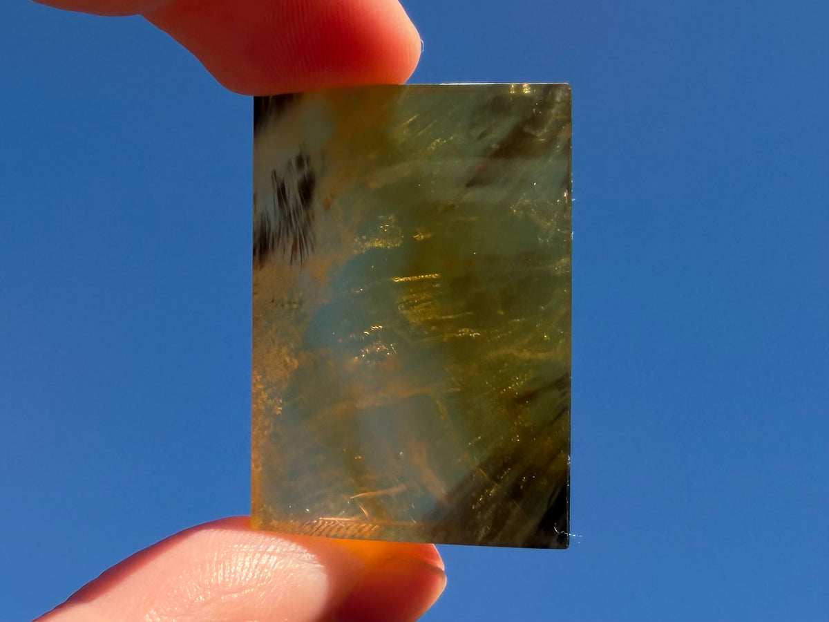 Rainbow Fluorite Flat Cabochon - Rainbow Fluorite Slab - Fluorite Window