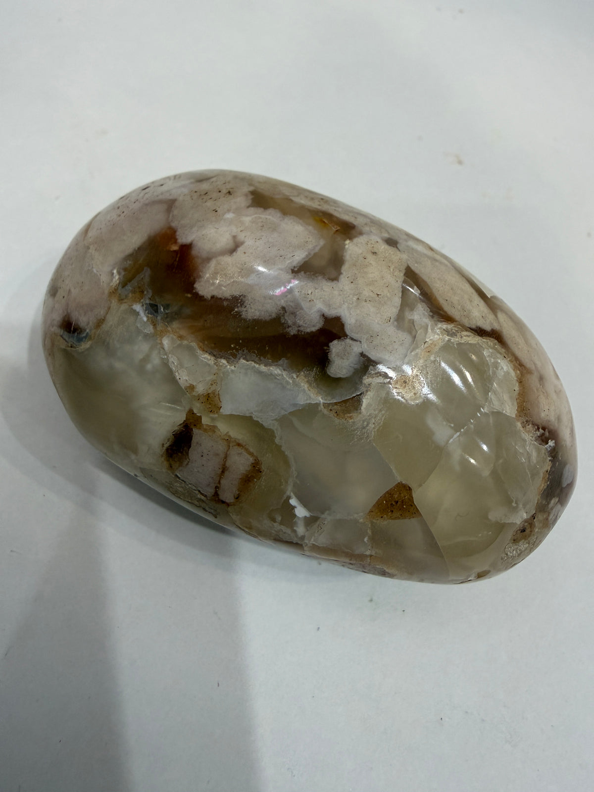 Flower Agate Palm Stone - 2.6"