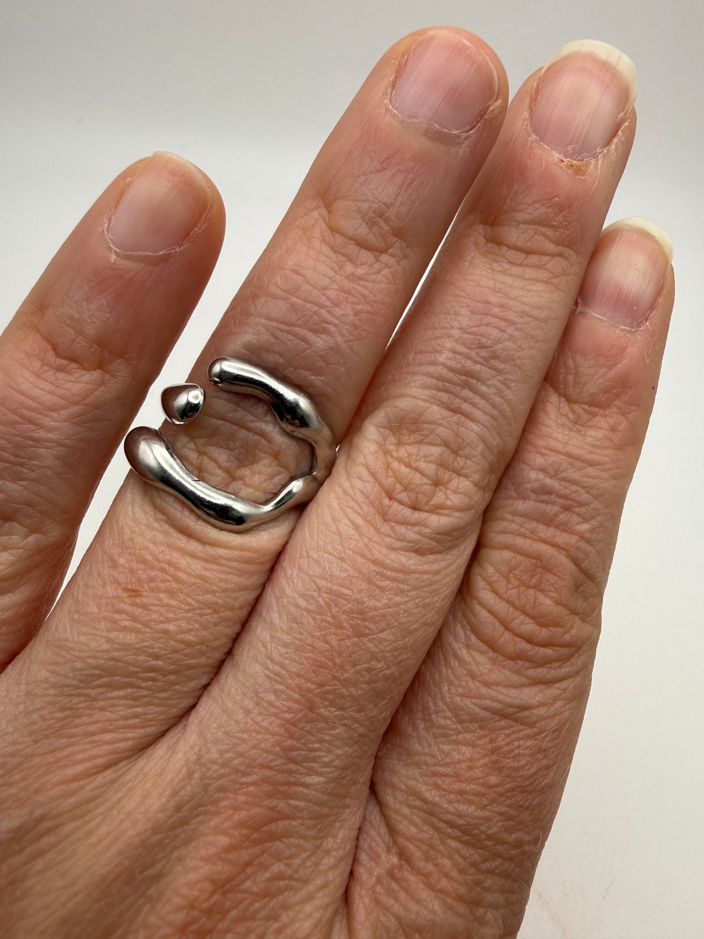 Sculptural Branch Wrap Adjustable Ring – 316L Stainless Steel