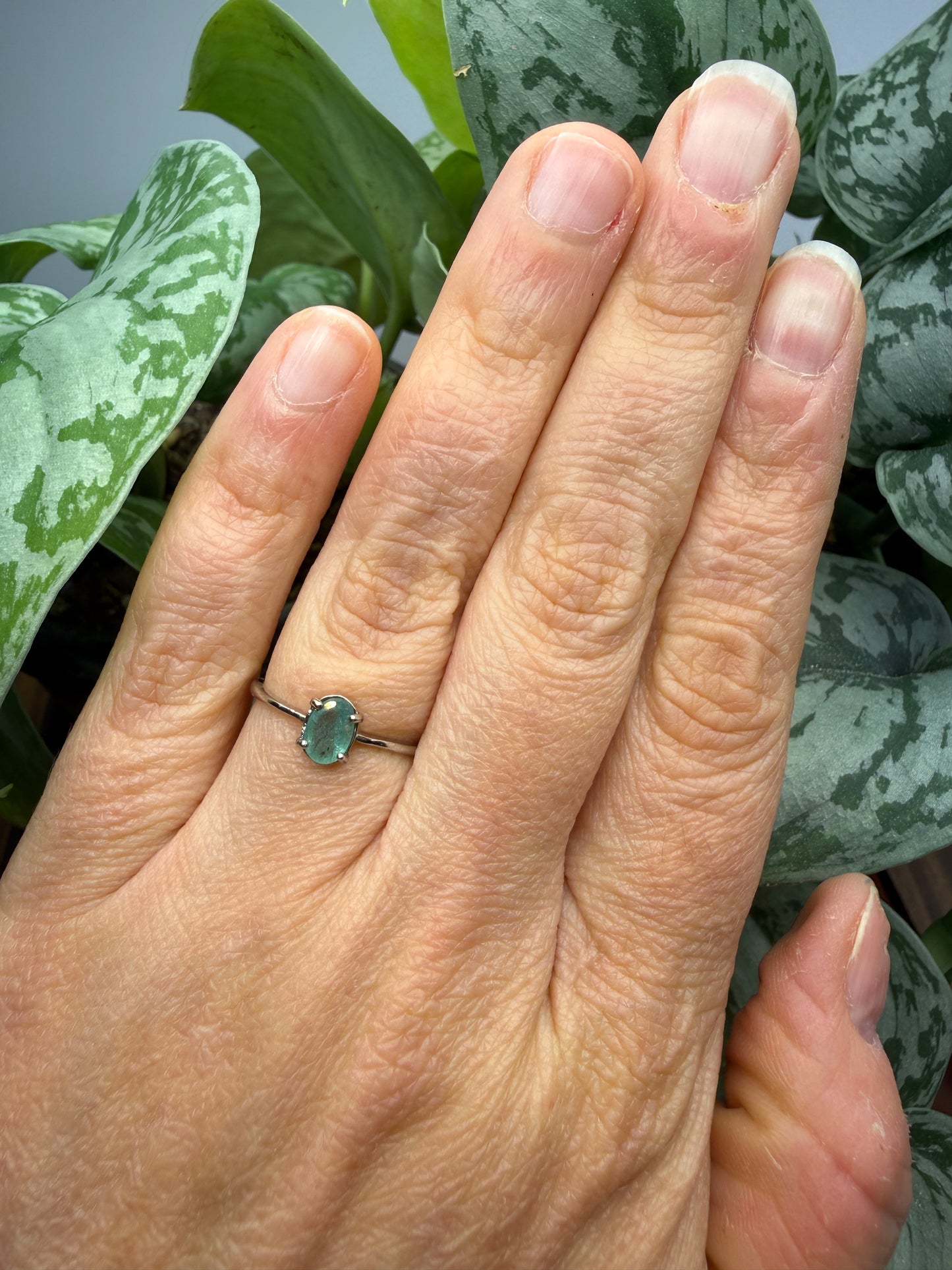 Faceted Emerald Adjustable Ring – .925 Sterling Silver