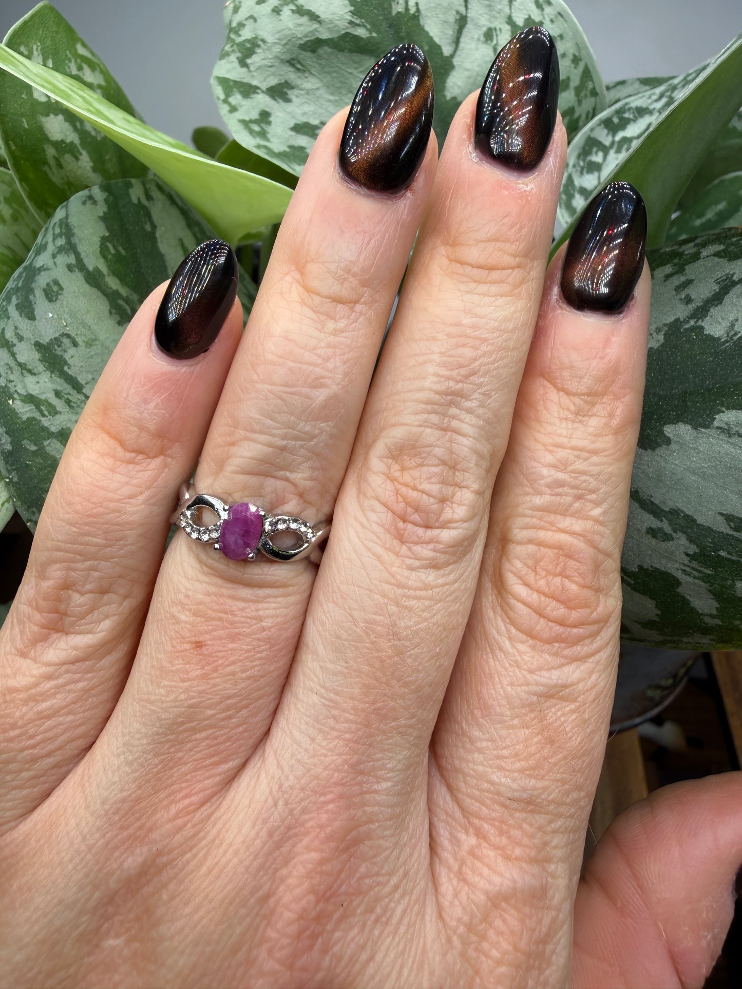 Faceted Ruby Ring Size 6 in 316L Stainless Steel- 4x6mm Oval Gemstone