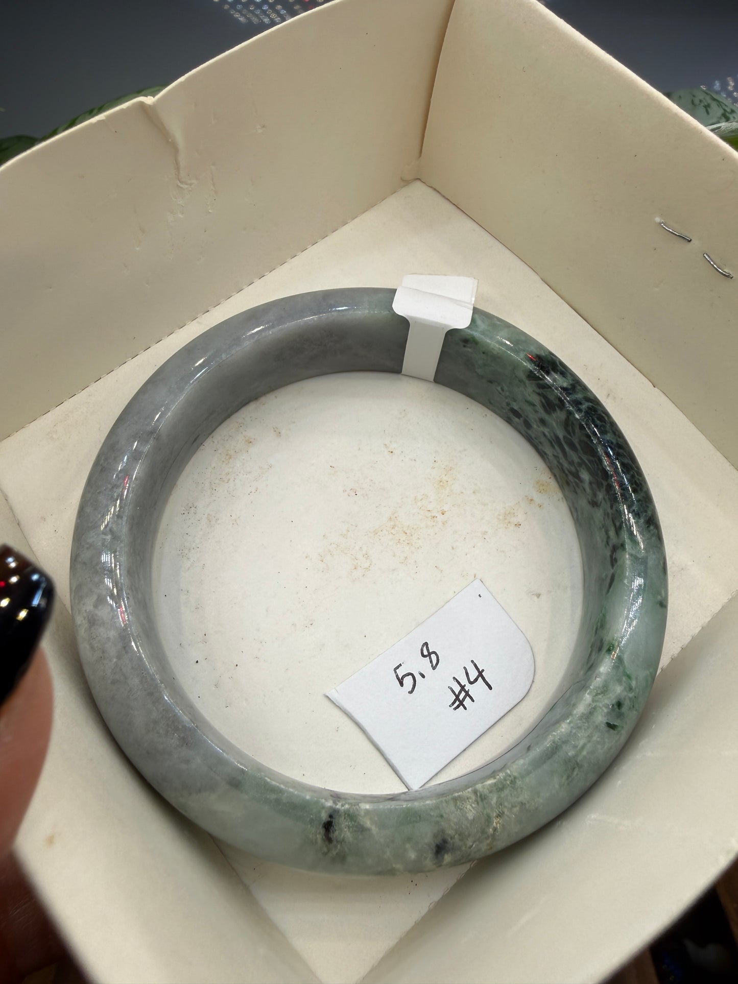 Burmese Jade Bangle – 14mm Wide – 58mm Diameter (Small)