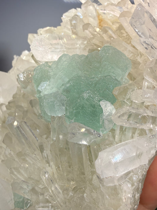 Fluorite on Quartz- Pasto Bueno Mining District, Pampas District, Pallasca Province, Áncash, Peru