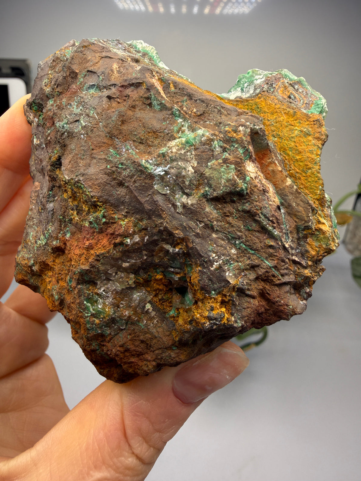 Calcite over Malachite- Old Dominion Mine, Globe, Gila County, Arizona, USA