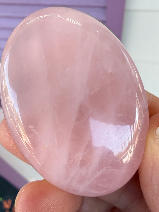 Rose Quartz Palm Stone- Brazil