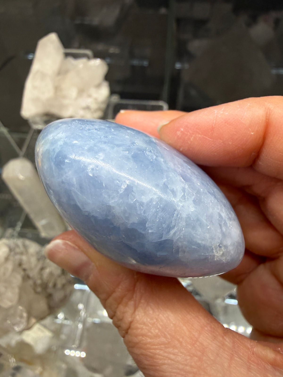 Blue Calcite Palm Stone