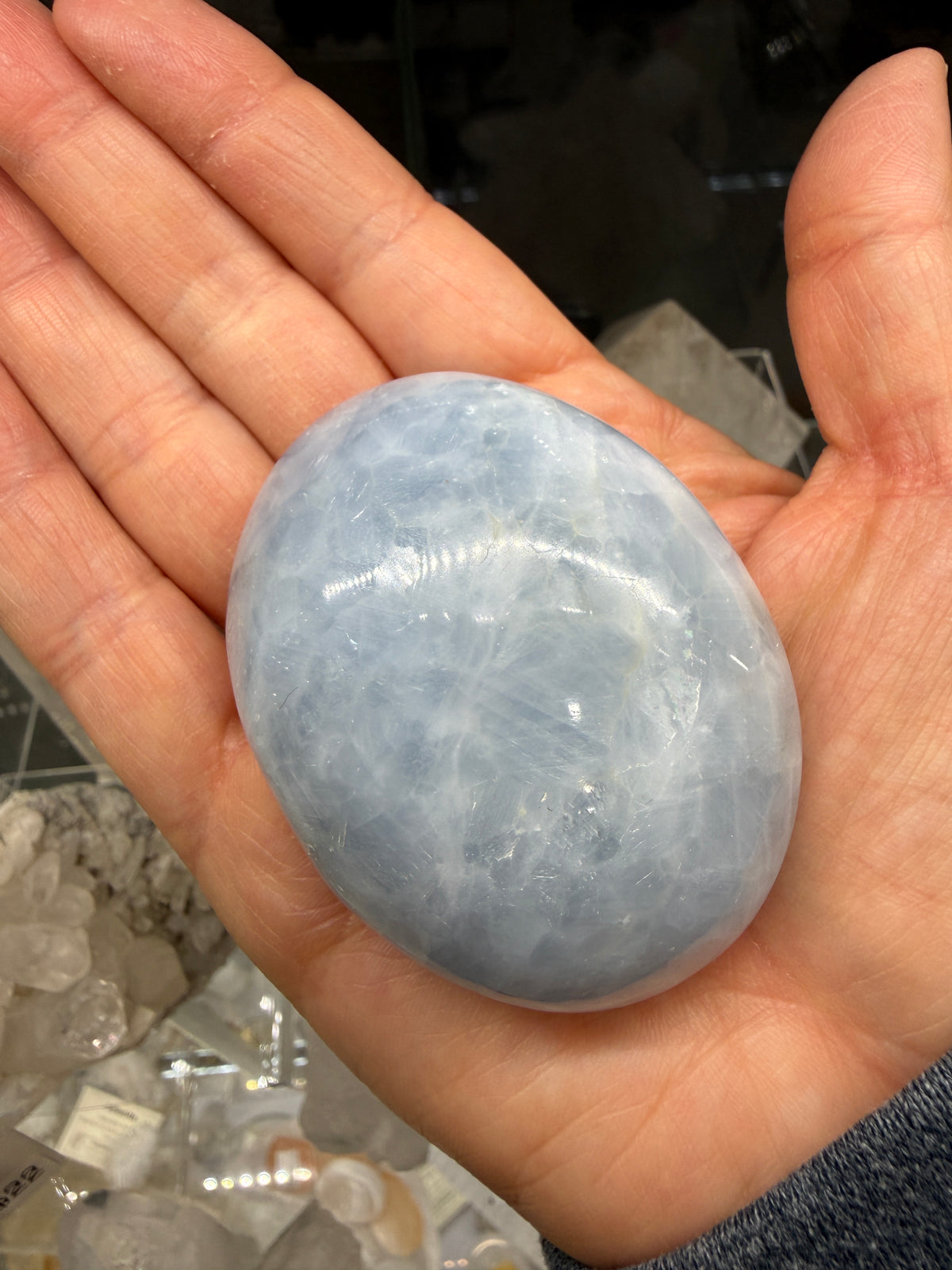 Blue Calcite Palm Stone