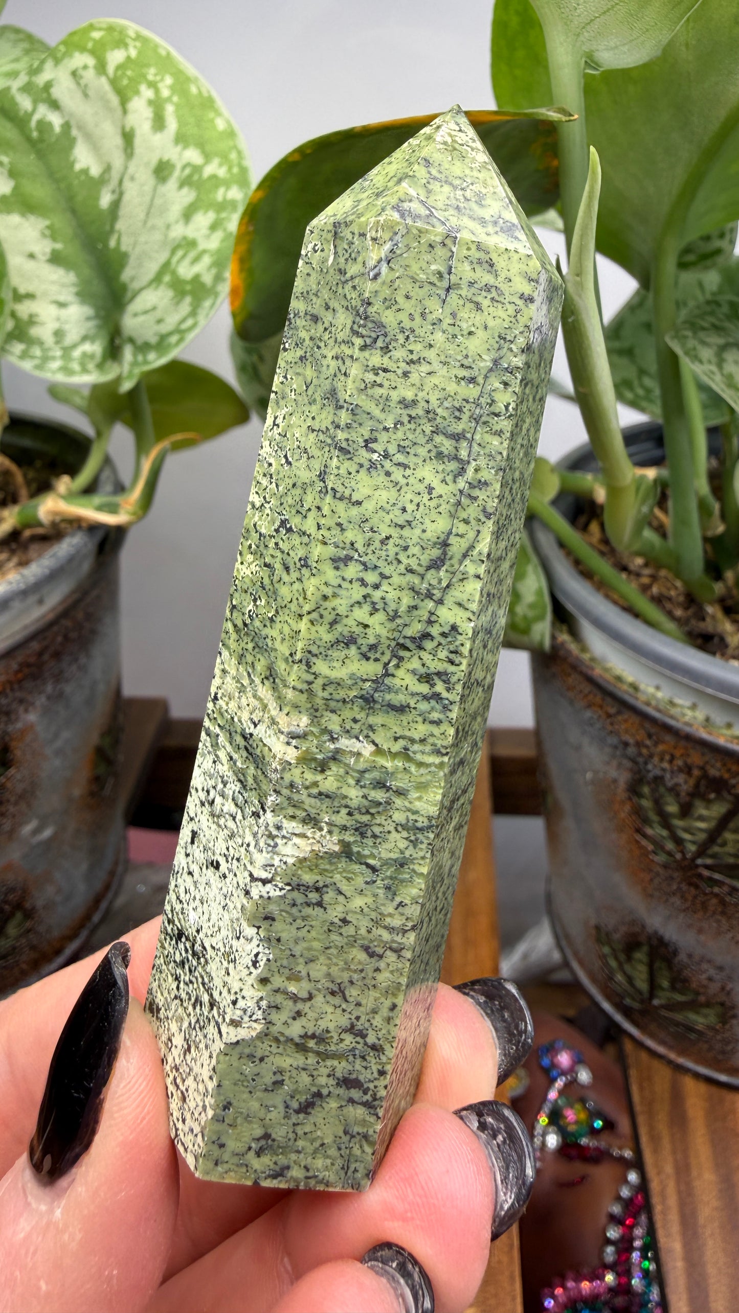 Green Zebra Jasper (Serpentine) Tower