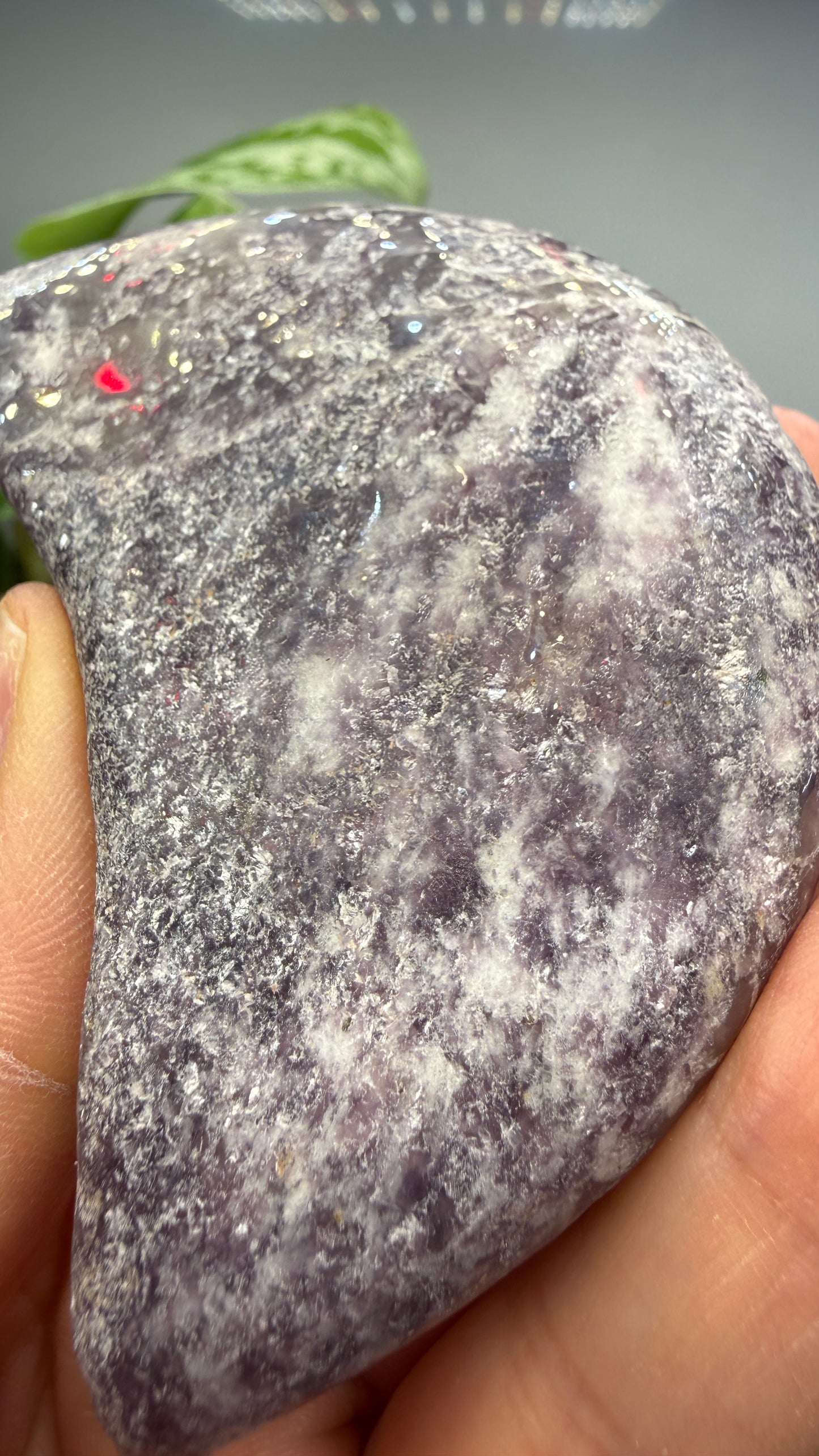 Lepidolite Crescent Moon- 3.25 inches- Brazil
