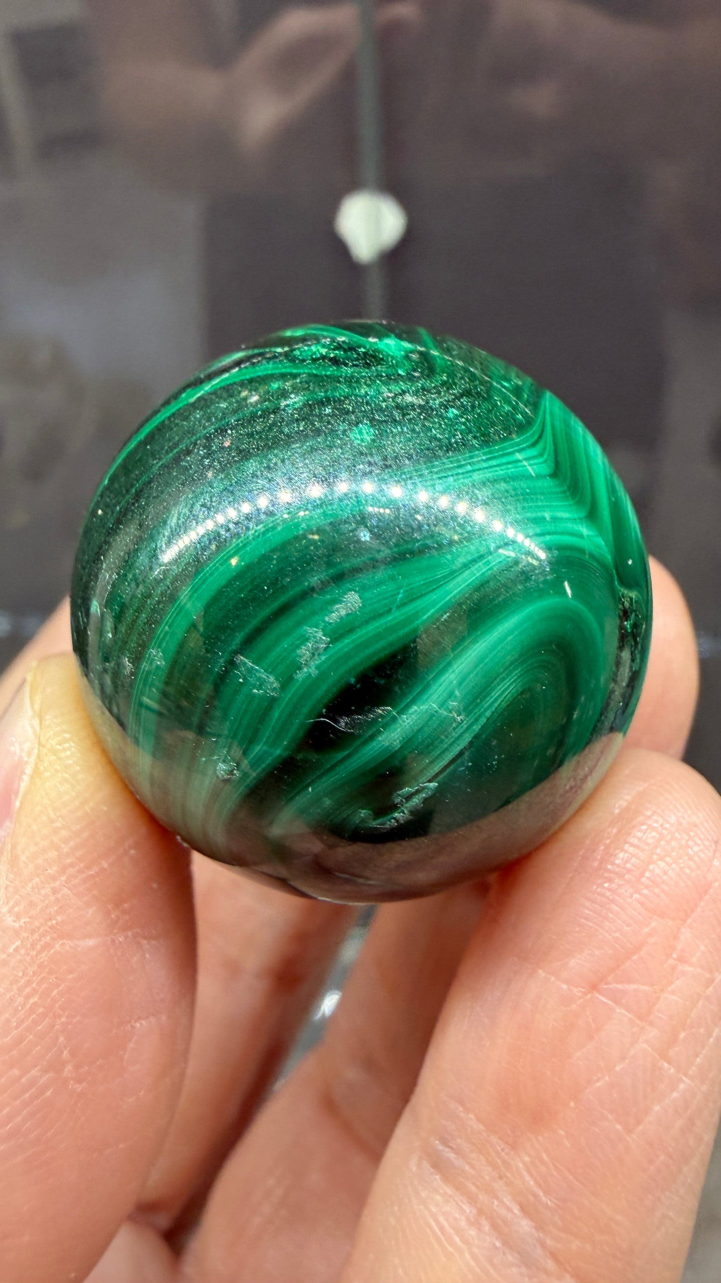 Malachite Sphere- 1.2 inch diameter
