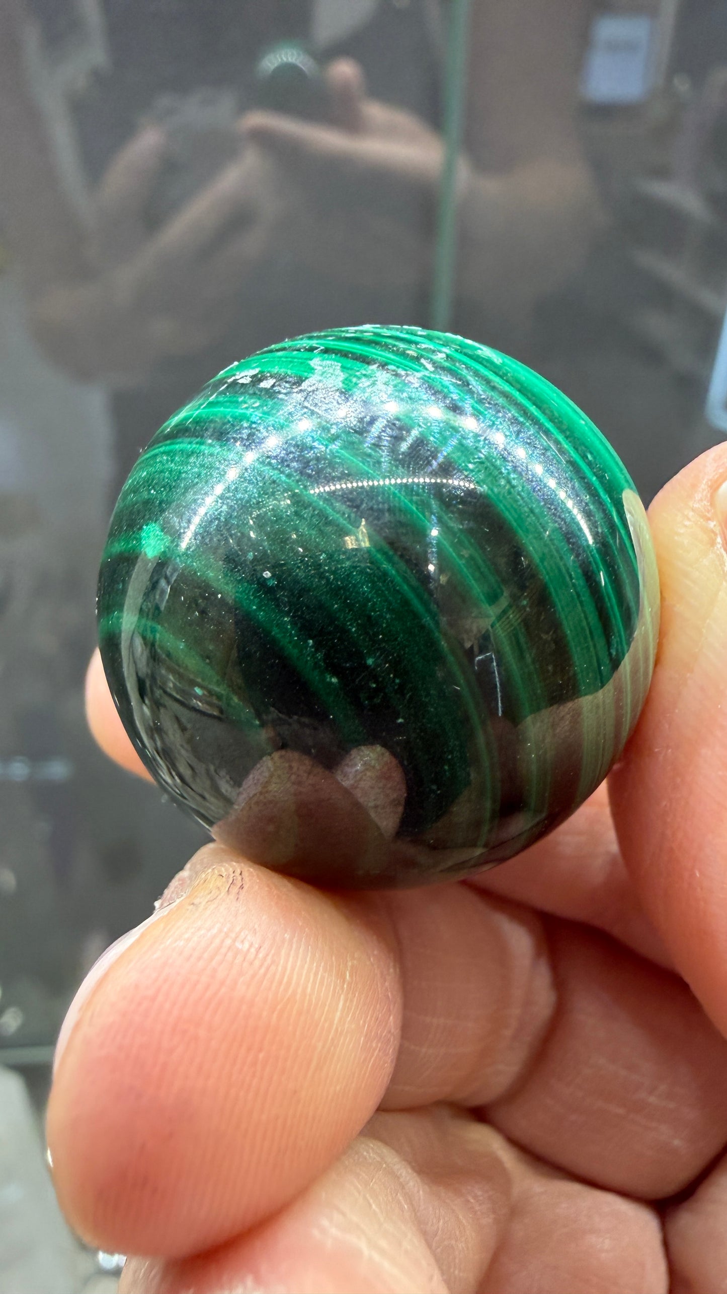 Malachite Sphere- 1.2 inch diameter
