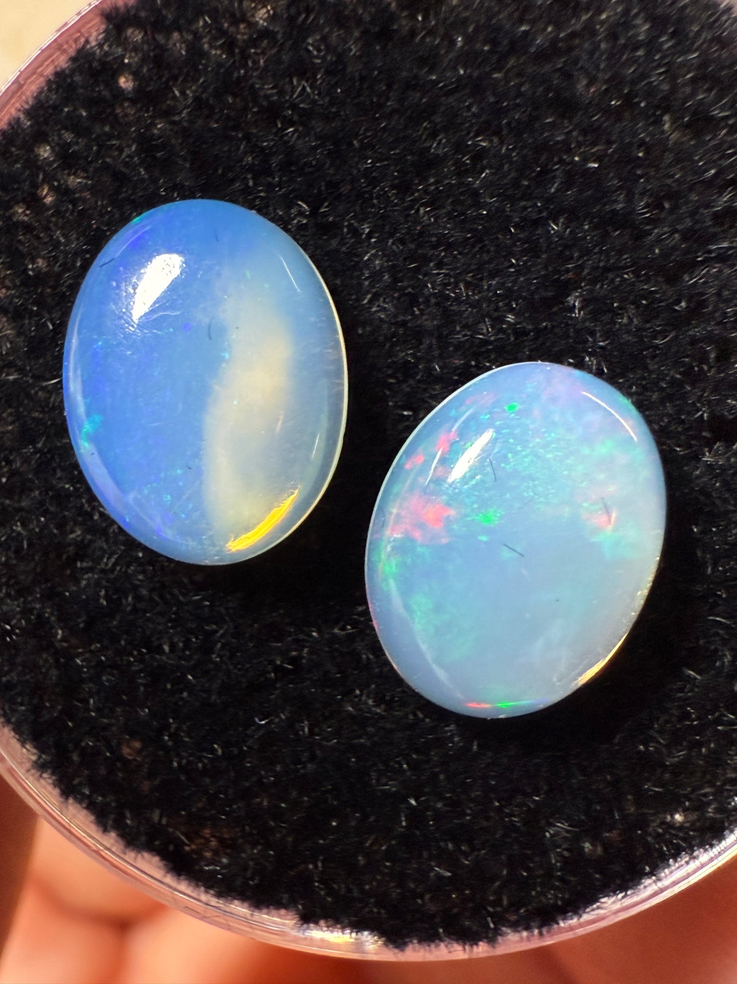 Honeycomb Welo Opal Cabochon Pair: 1.82 ct– 9x7x3mm