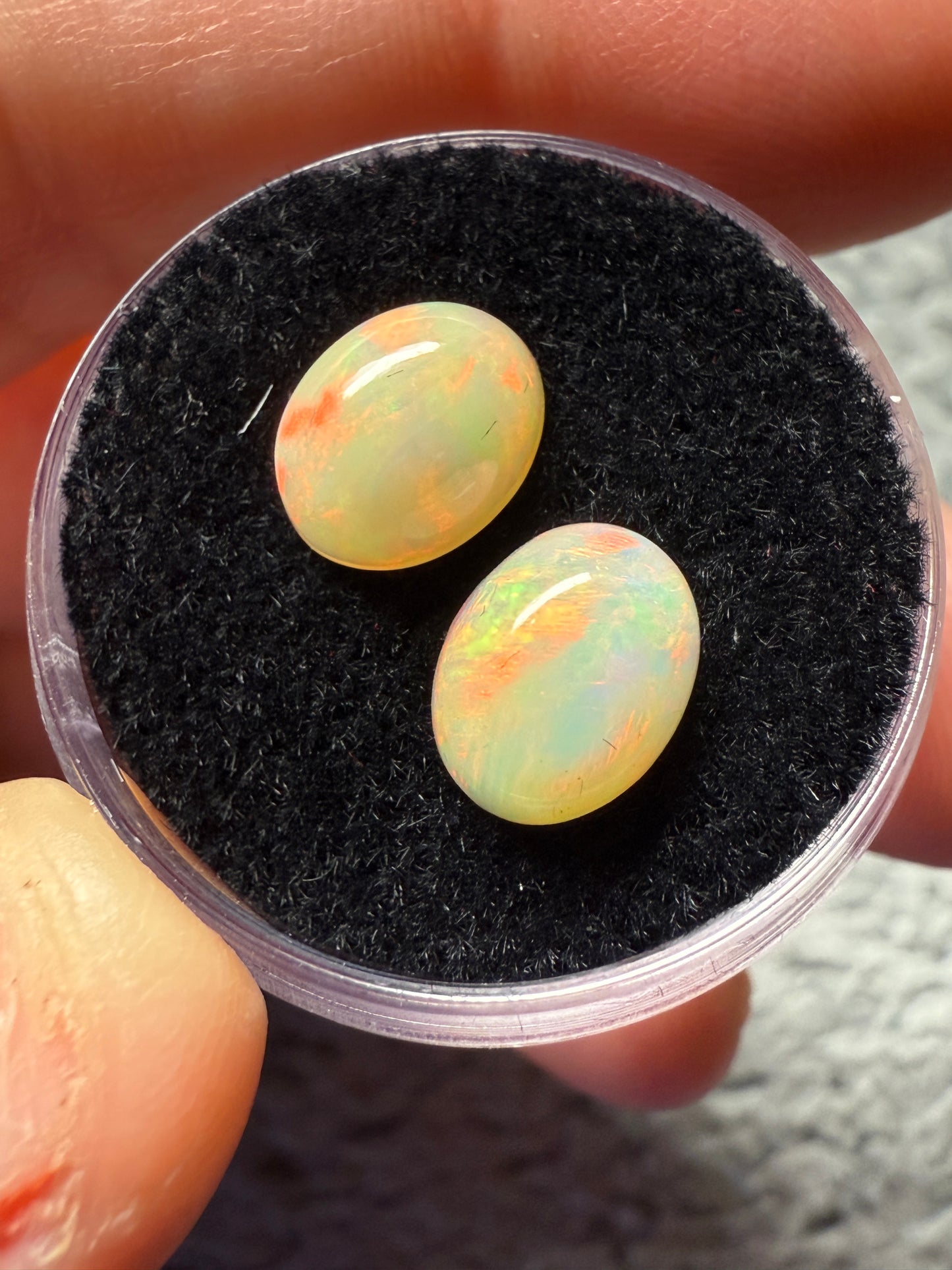 Welo Opal Cabochon Pair: 3.05 ct– 9x7x5mm