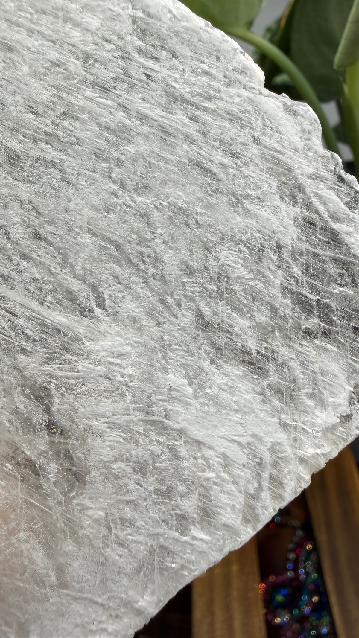 Natural Raw Selenite Plate- 4.5 inches wide- Super clear high quality slab