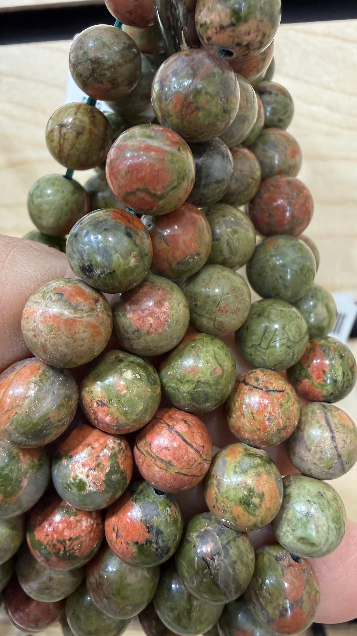 Unakite Stretch Bracelet- Round Smooth 7.5 inches