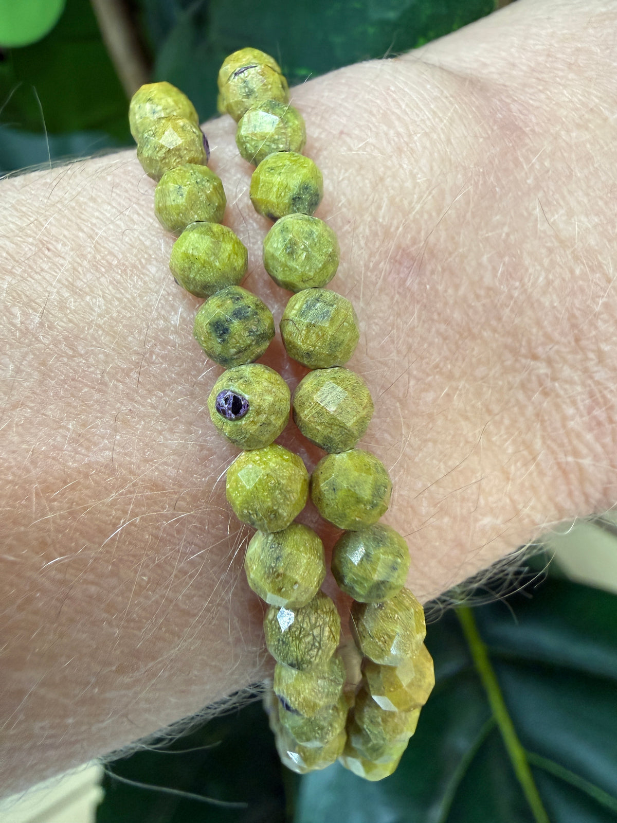 Stichtite Stretch Bracelet- 4mm Round Faceted 7.5 inches