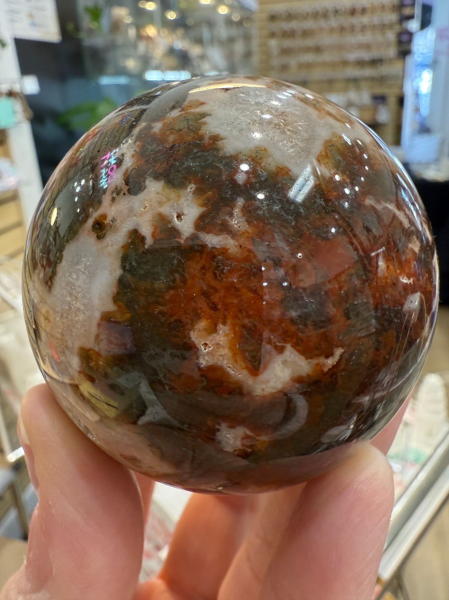 Red Moss Agate Sphere- 6.5cm