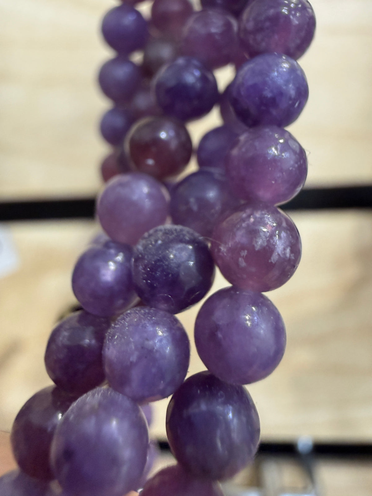 Lepidolite Stretch Bracelet- Round Smooth 7.5 inches