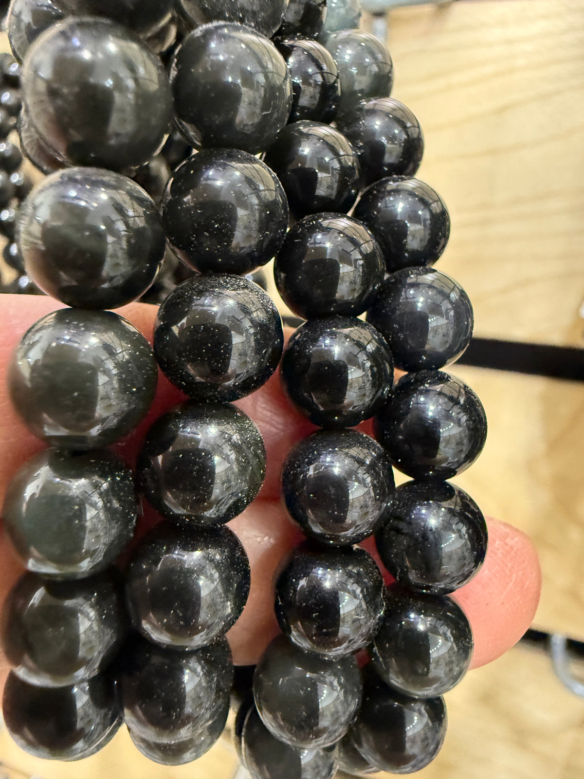 Golden Sheen Obsidian Stretch Bracelet- Round Smooth 7.5 inches