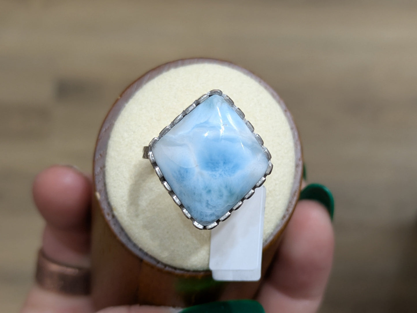 Sterling Silver Larimar Statement Ring Sz. 10