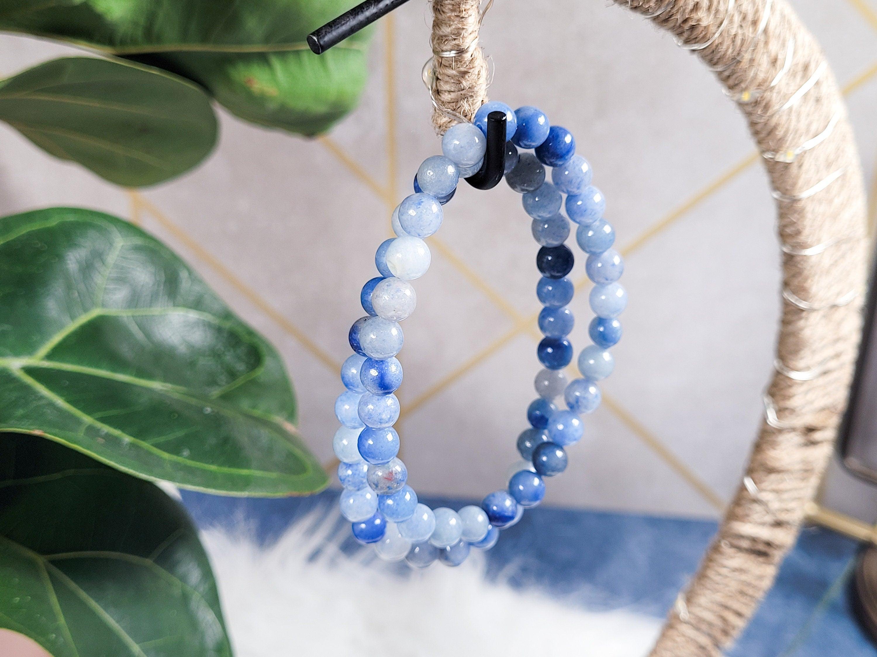 Stretch Bracelet | 6mm Beads (Lace Agate - Blue) Medium
