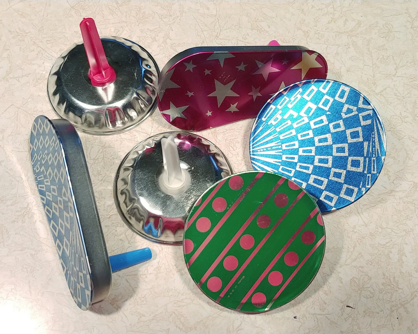 Six vintage metal party noise makers/bells party favors HAPPY NEW YEAR!