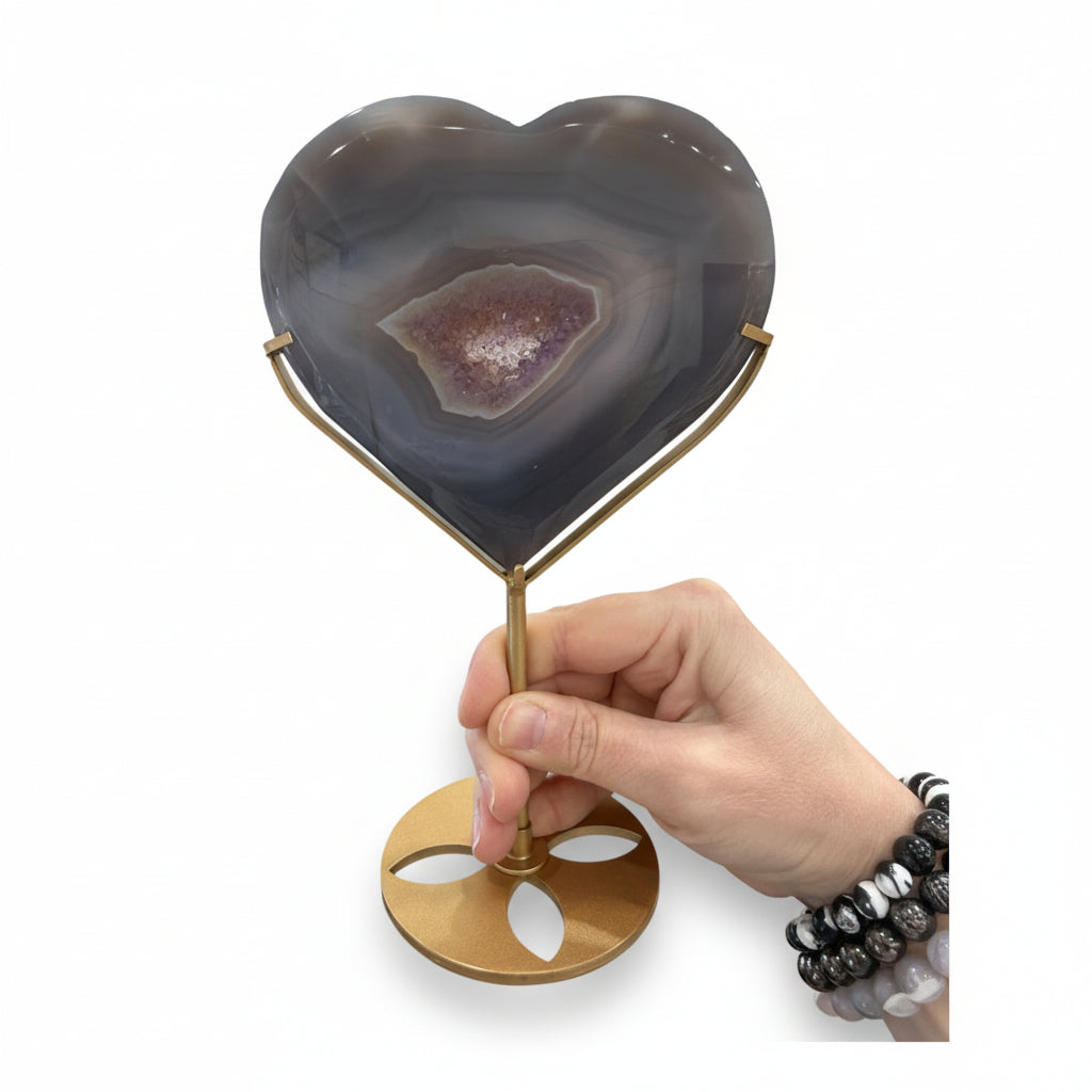 Amethyst Heart and Agate W/ Stand