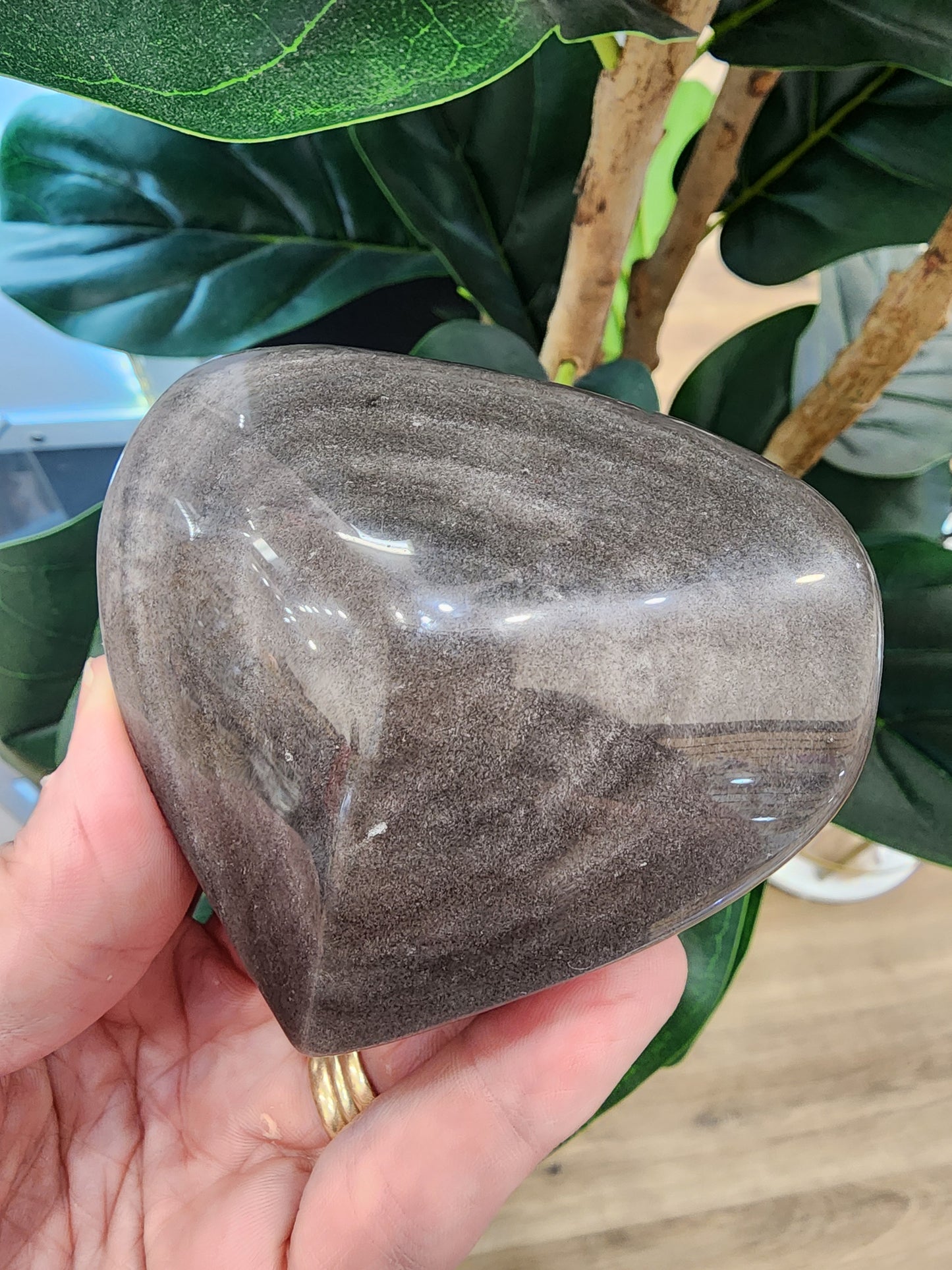 Silver Sheen Obsidian Heart