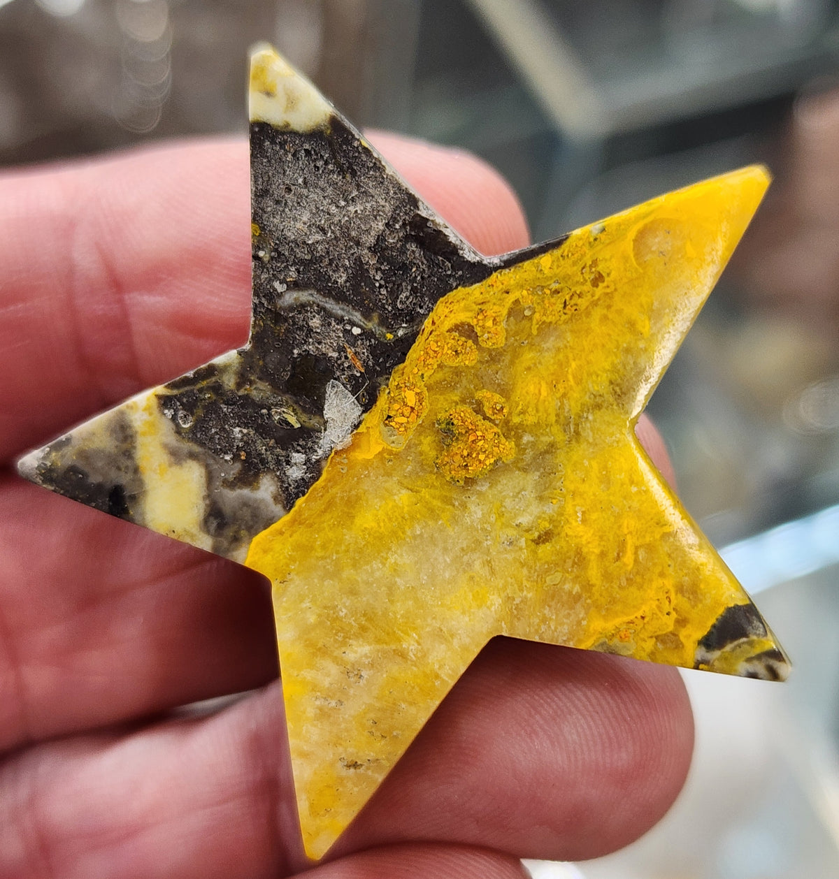 Bumblebee Jasper Star Carving - 1.6"