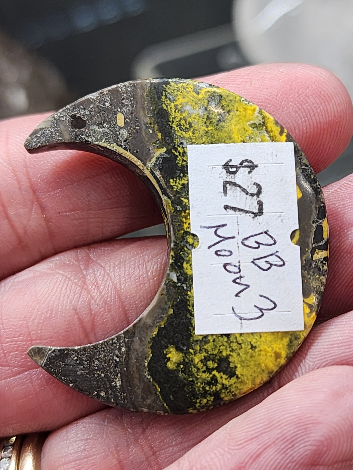 Bumblebee Jasper Moon Carving - 1.5"