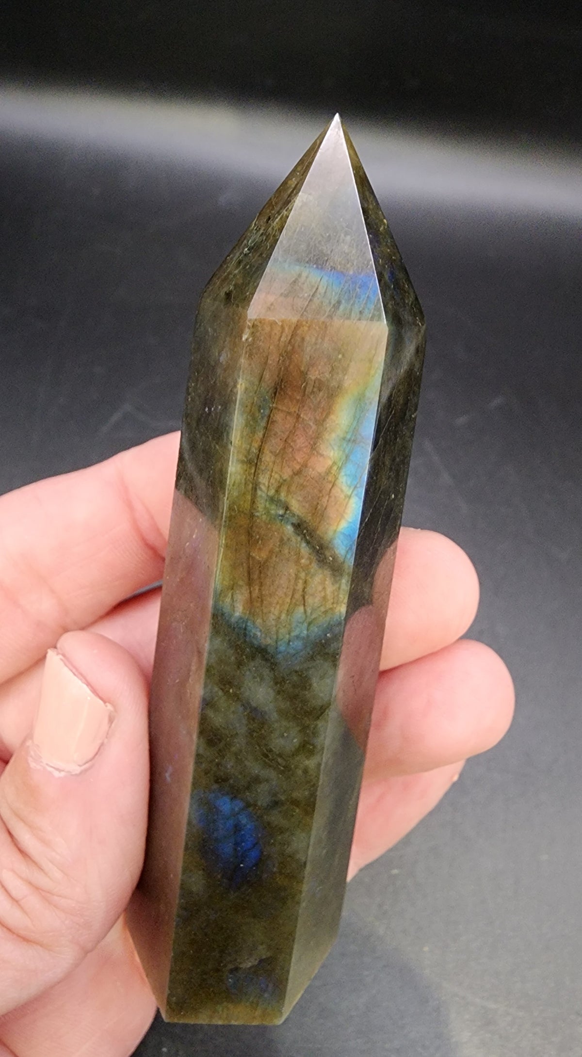 Labradorite Tower/Point with Multi Color Flash- 3.6" inches