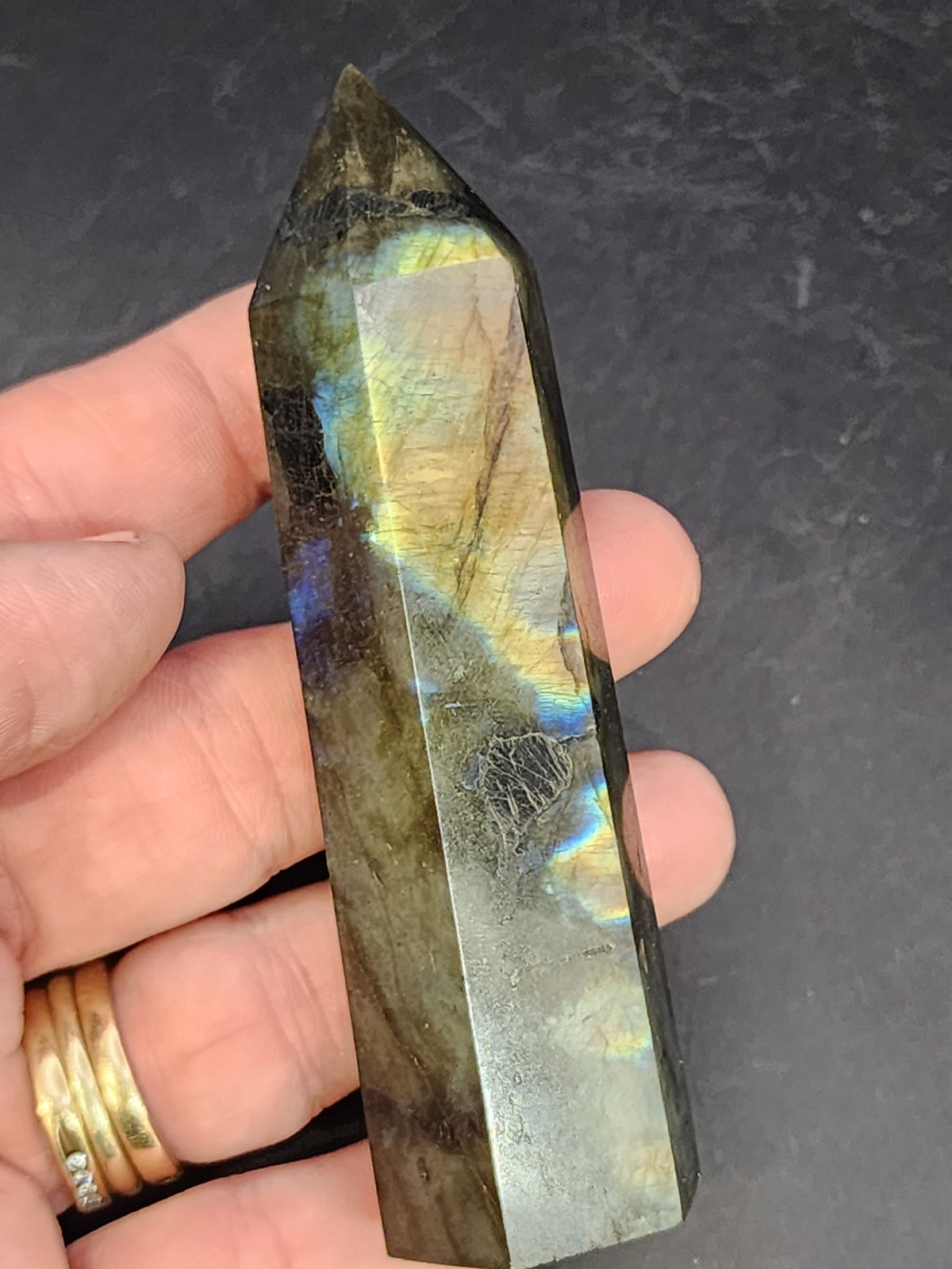Labradorite Tower/Point with Multi Color Flash- 3.5" inches