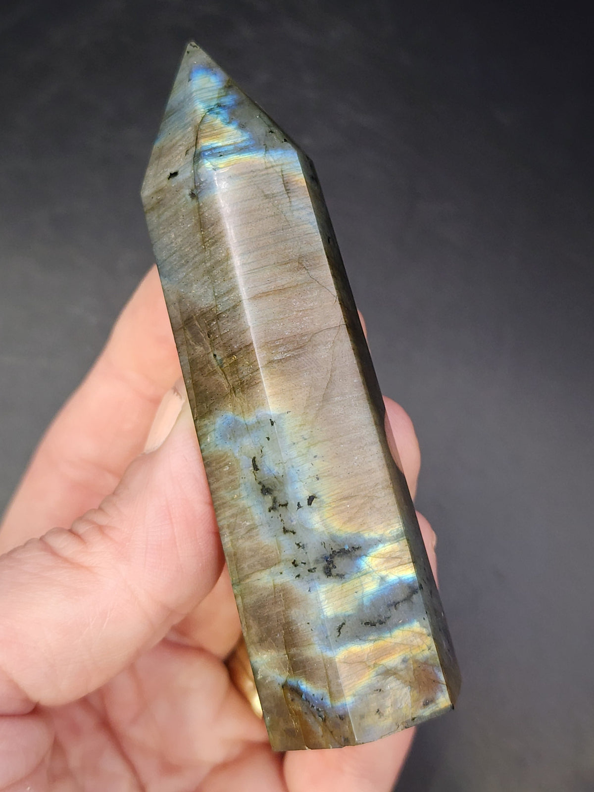 Labradorite Tower/Point with Multi Color Flash- 3.5" inches